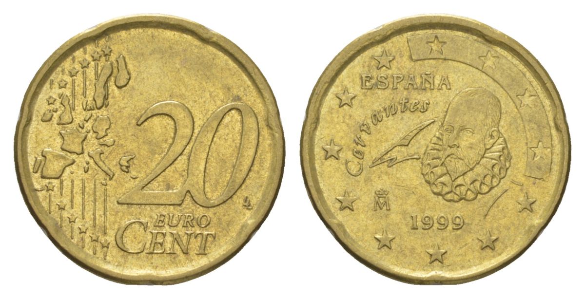 Испания 20 евроцентов 1999 KM 1044 нордик 4629-327
