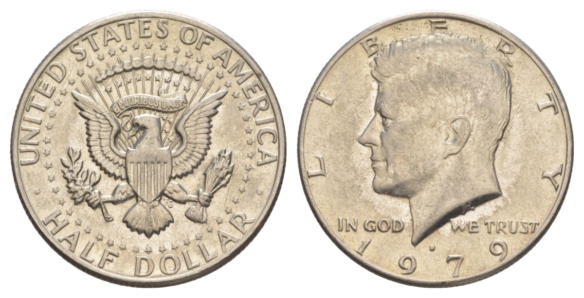 США 1/2 доллара (50 центов) 1979 D, Джон Кеннеди KM A202b медь плакированная медно-никелем aUNC 4117-1044