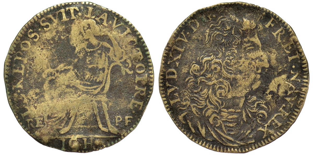 ФРАНЦИЯ ЖЕТОН ND ЛЮДОВИК XIIII желтый металл 4556-341