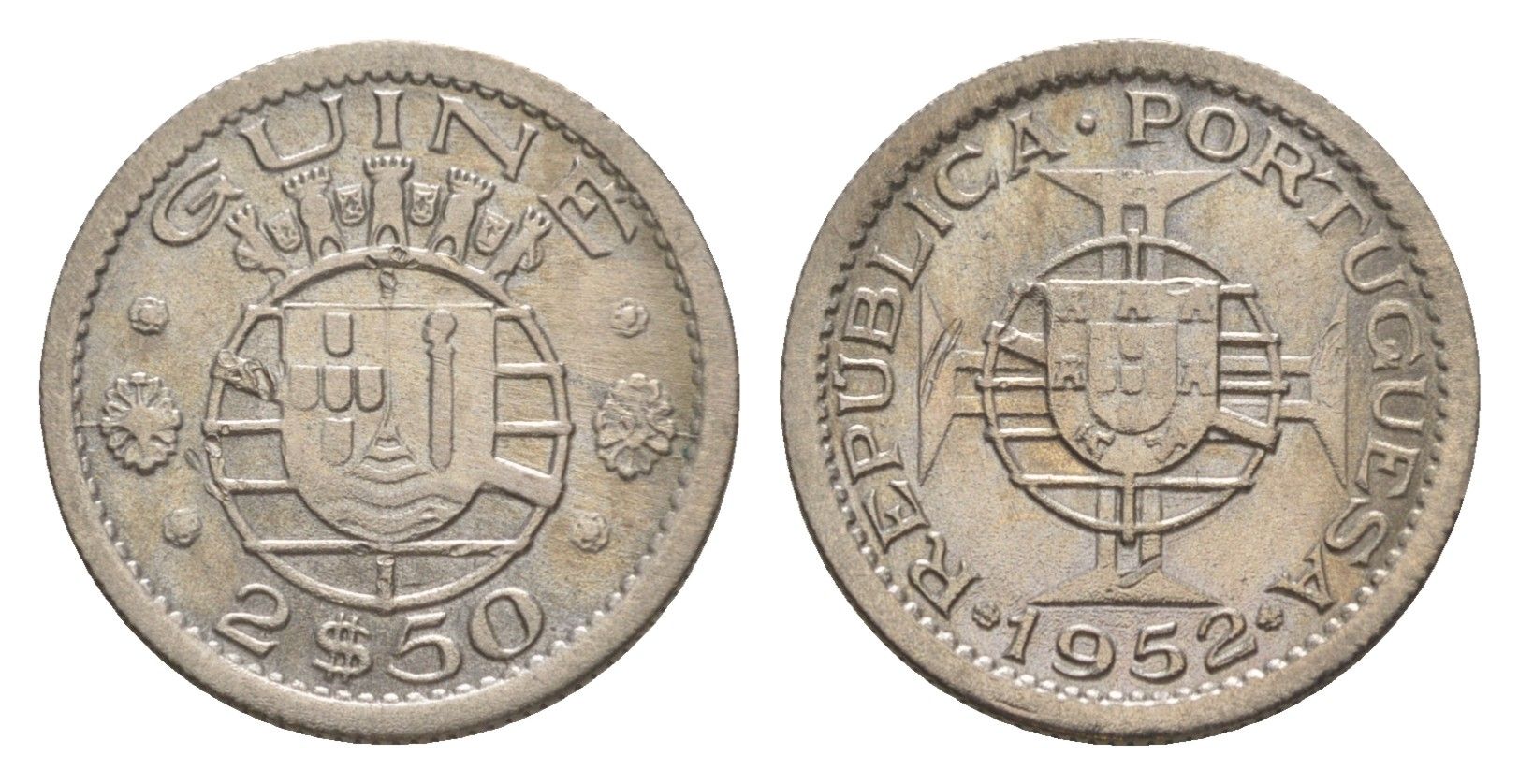 Гвинея-Бисау 2,5 эскудо 1952 KM 9 медно-никель 4596-562