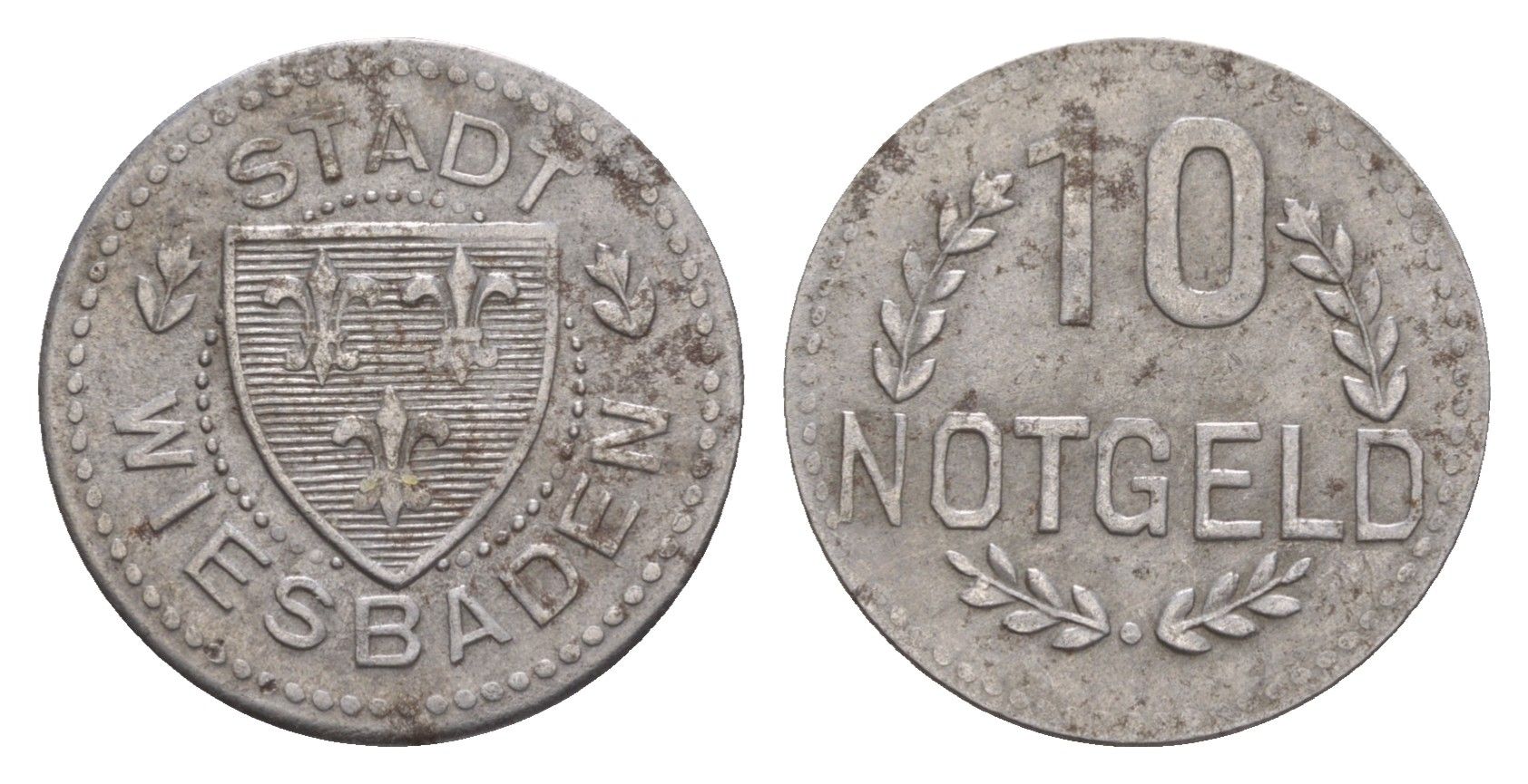 Висбаден 10 пфеннигов ND (1920) Funck 601.3, Men18 34117.3 железо 4659-243