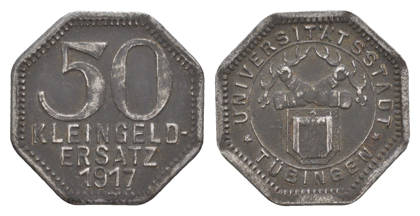 Тюбинген 50 пфеннигов 1917 Funck 551.8, Men05 25330.8, Men18 31711.8 железо 4637-1217