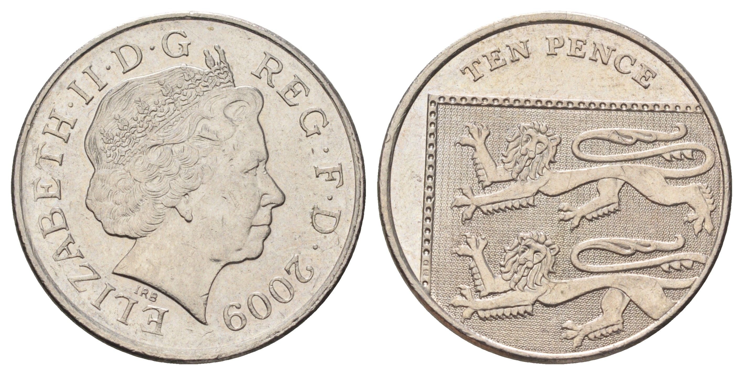 Великобритания 10 пенсов 2009 Елизавета II (1952-2022) KM 1110 медно-никель 4671-553