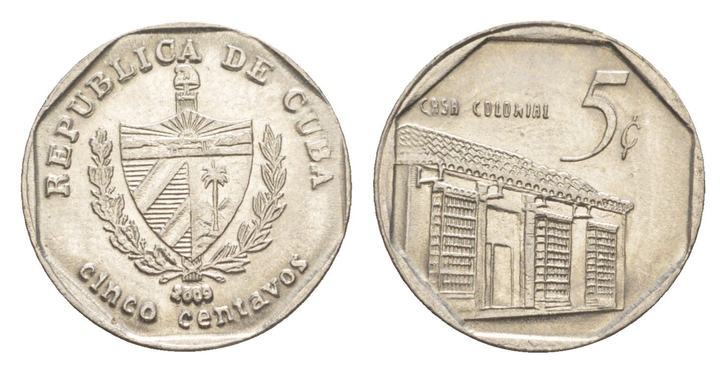 Куба 5 сентаво 2009 Casa Colonial KM 575.2, Schoen 713, JMA MC19 сталь плакированная никелем 4644-727