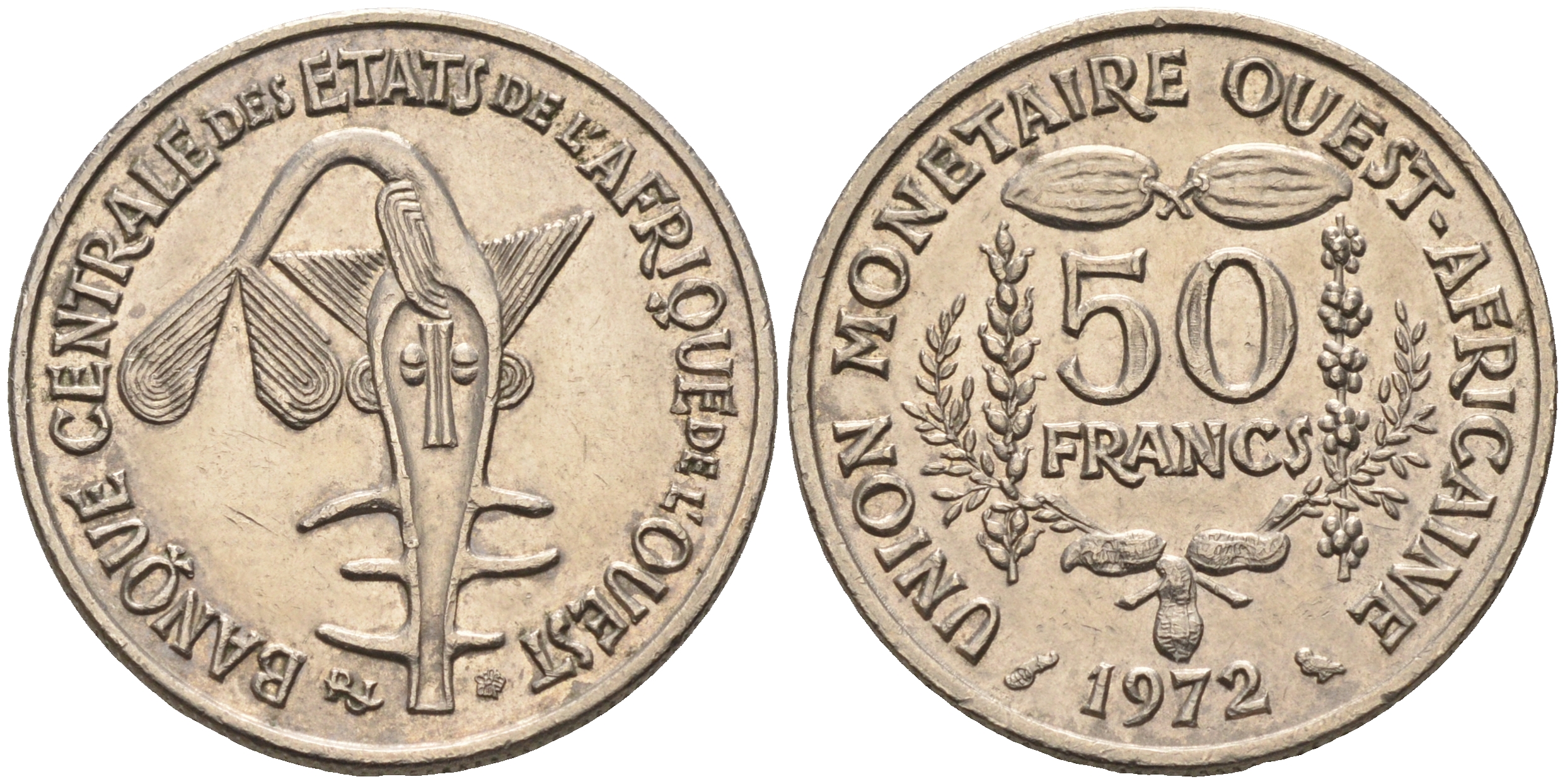 Валютное сообщество стран Западной Африки 50 франков 1972  KM 6 медно-никель    4595-724
