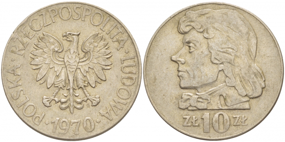 Польша 10 злотых 1970 MW, Тадеуш Костюшко (1746-1817) KM 50а медно-никель 4539-927