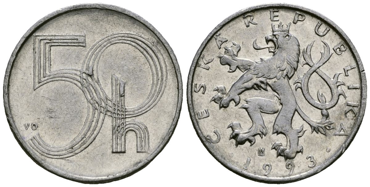 Чехия 50 геллеров 1997 KM 3 алюминий 4136-951