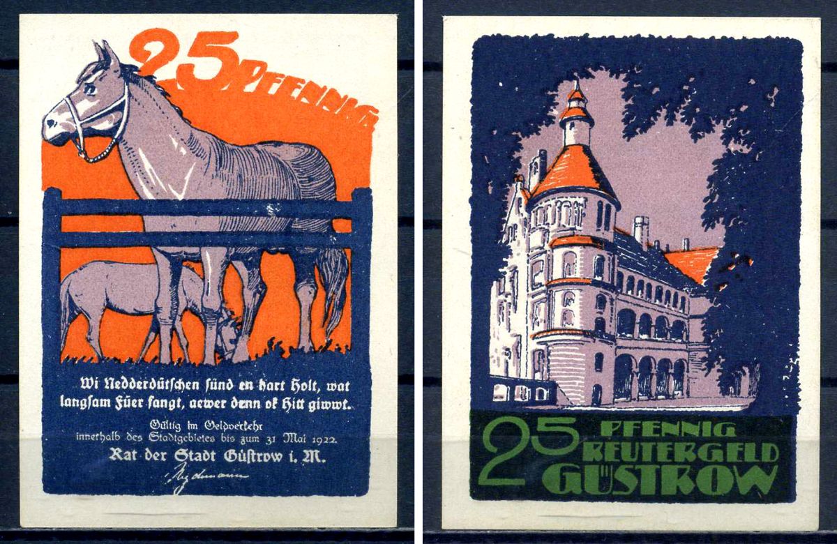 Гюстров (Мекленбург-Шверин, Германия) 25 пфеннигов 1922 бумага UNC (пресс) 7556-16-4-1