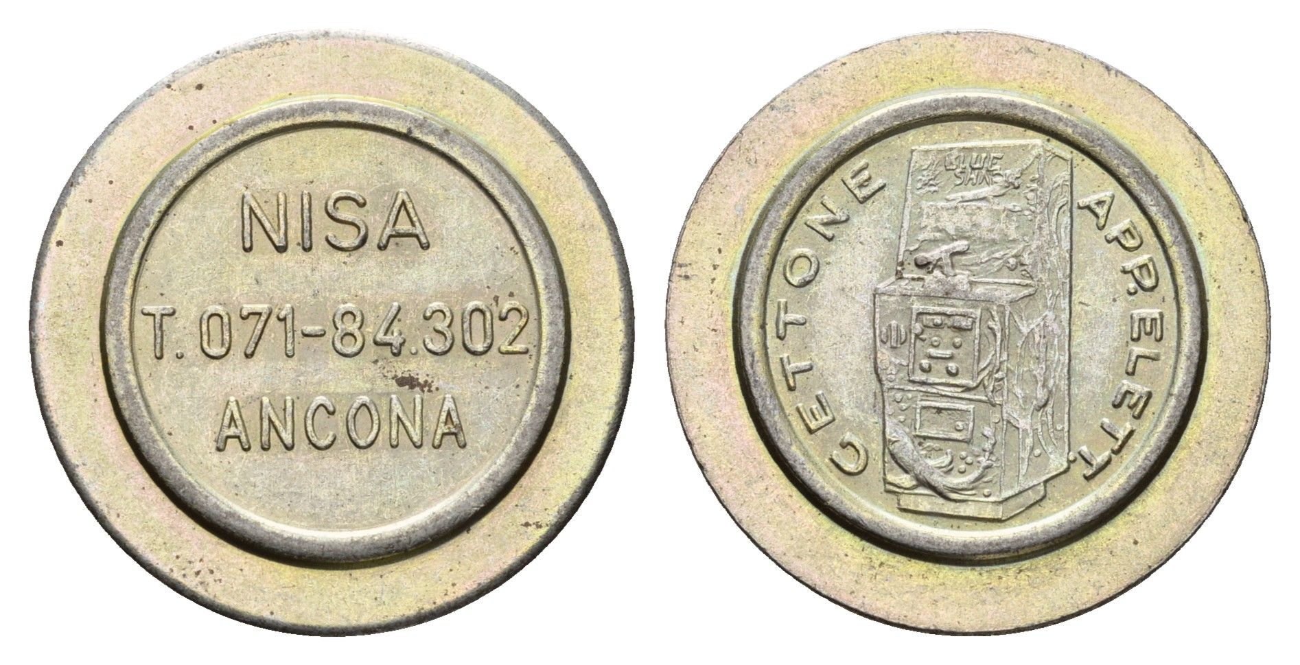 Италия, Анкона жетон для равлечений Sale Giochi диаметр 24 мм, вес 4,9 гр нержавеющая сталь 4670-753