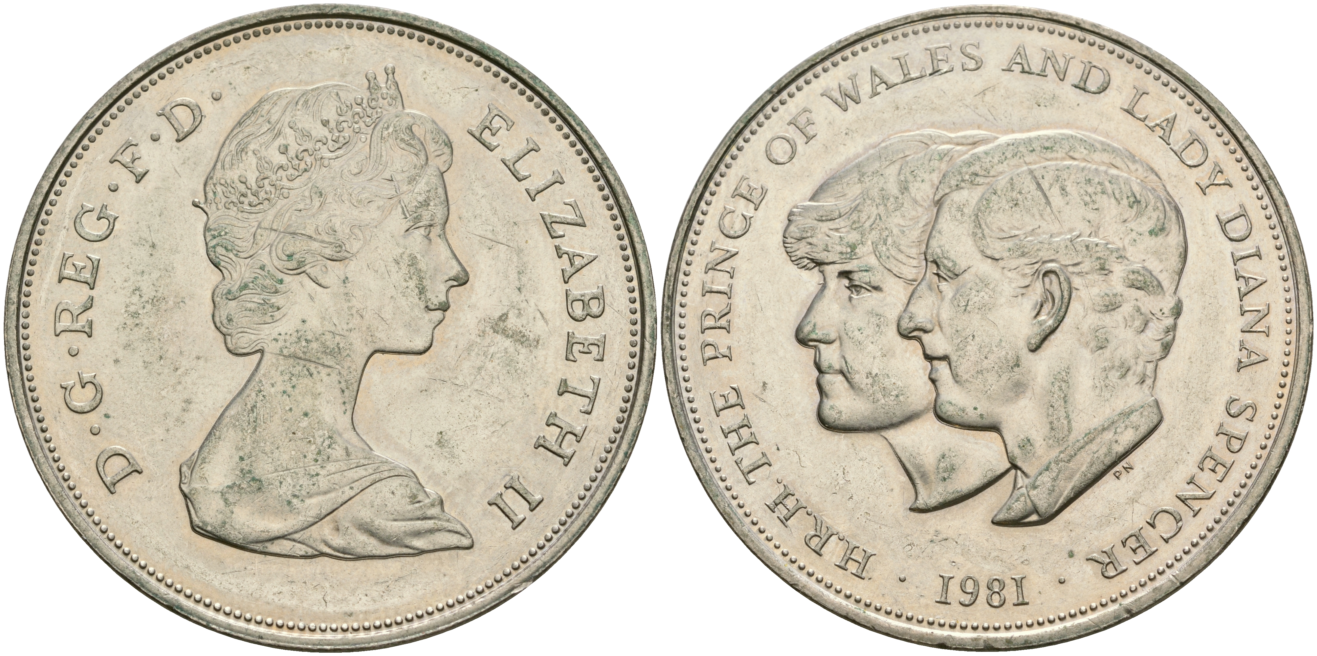 Великобритания 25 пенсов 1981 Королевская свадьба принца Чарльза и леди Дианы, Елизавета II (1952-2022) KM 925, Spink 4229 медно-никель 4364-3912