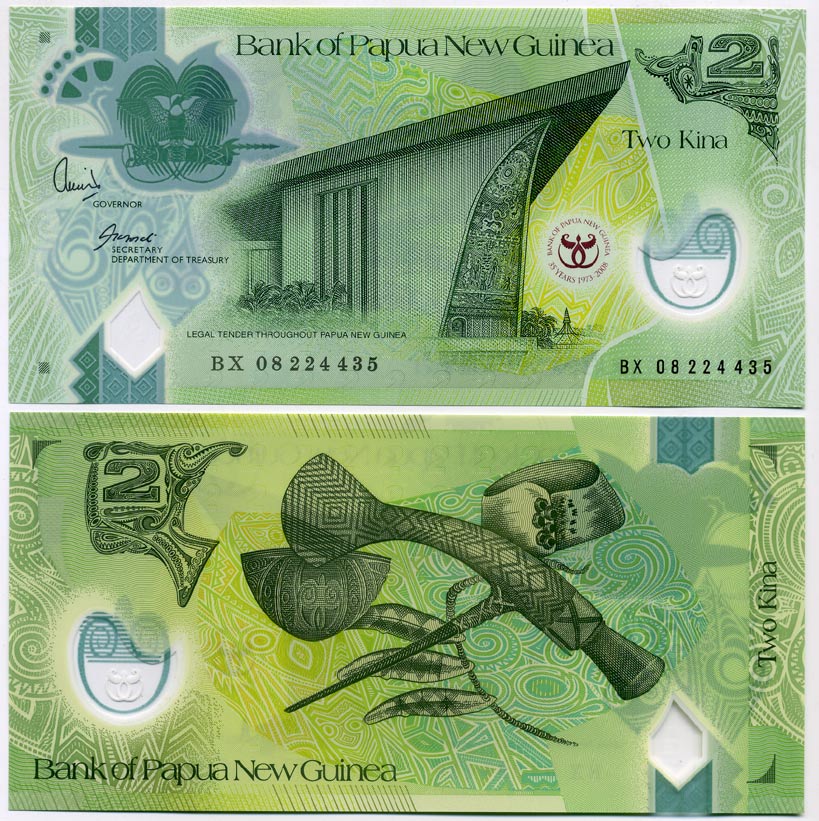 Папуа-Новая Гвинея 2 кина 2008 Pick 28 b пластик UNC (пресс) 449-17-2