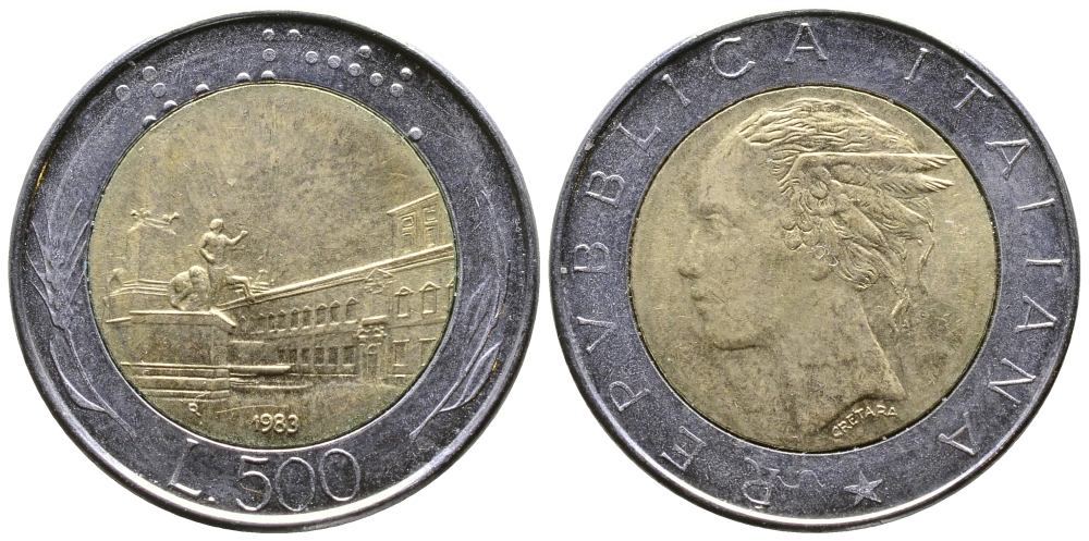 Италия 500 лир 1983 R KM 111 биметалл 259-751