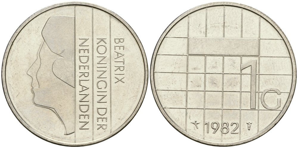 Нидерланды 1 гульден 1982 Беатрикс (1980-2013) KM 205 никель 4579-413