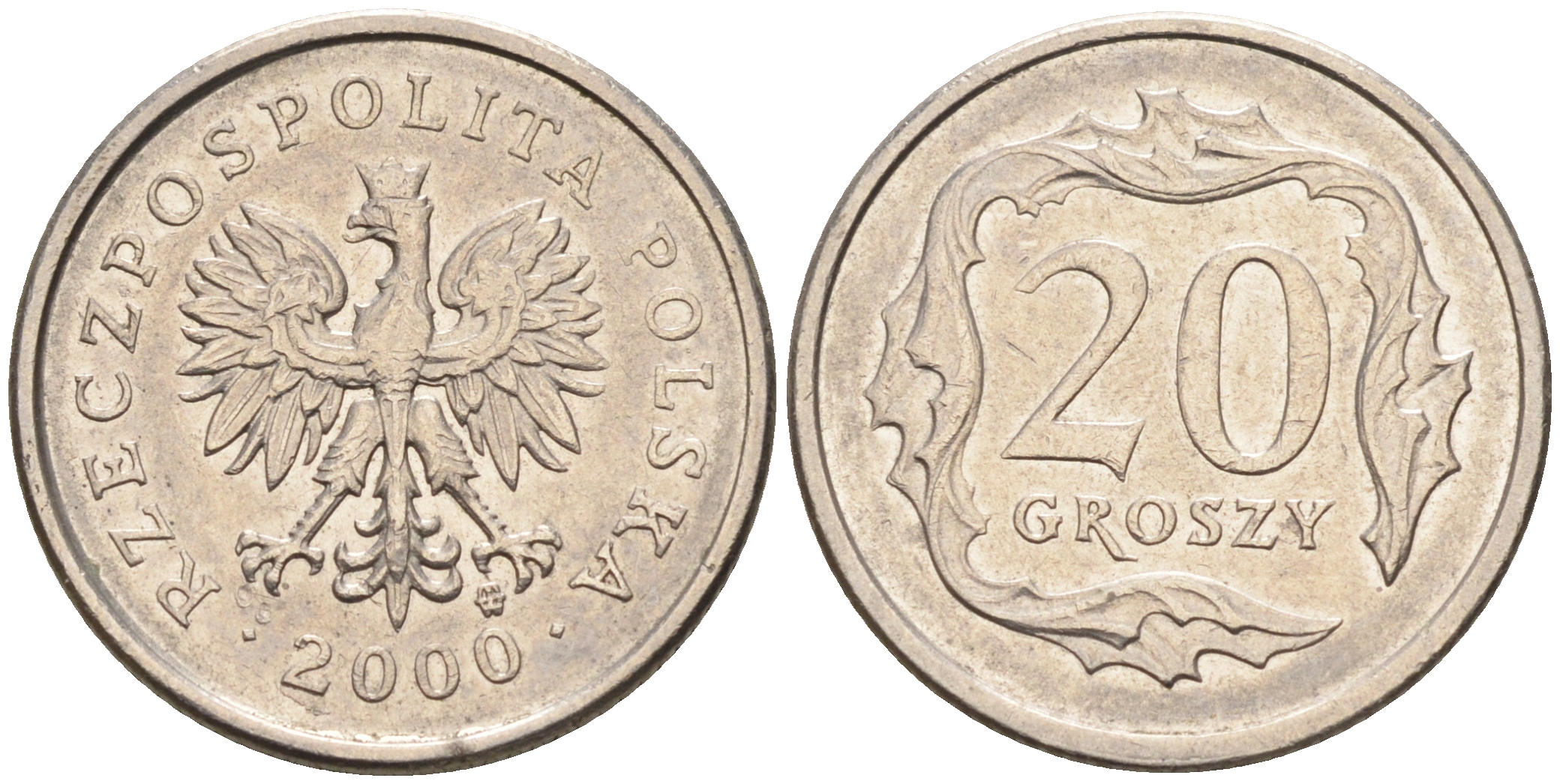Польша 20 грошей 2000 MW KM 280, Parchimowicz 705h медно-никель  4174-726