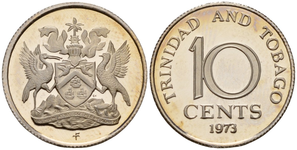 Тринидад и Тобаго 10 центов 1973 FM KM 58 медно-никель PROOF 4152-951
