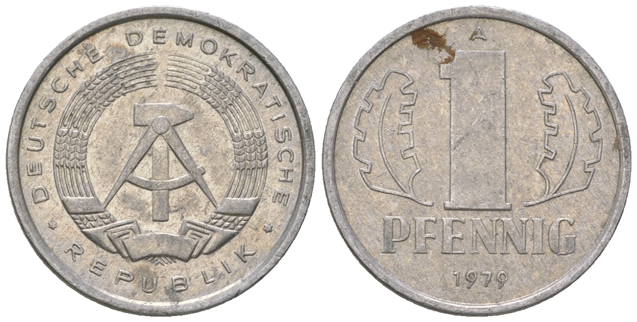 ГДР 1 пфенниг 1979 A KM 8.1 алюминий 4651-1255