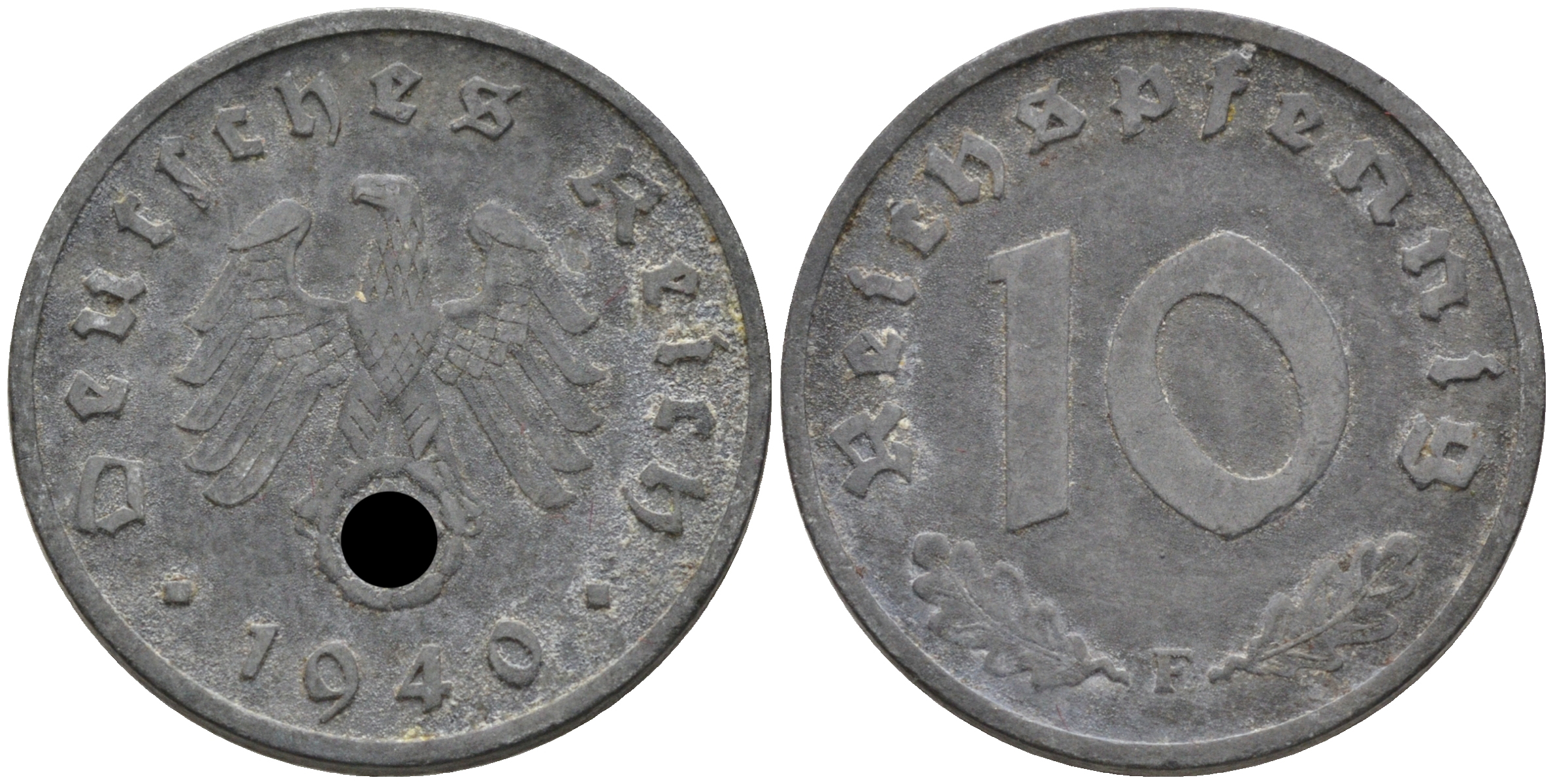 ГЕРМАНИЯ 10 РЕЙХСПФЕННИГОВ 1940 F, KM 101, J. 371 цинк 75-231