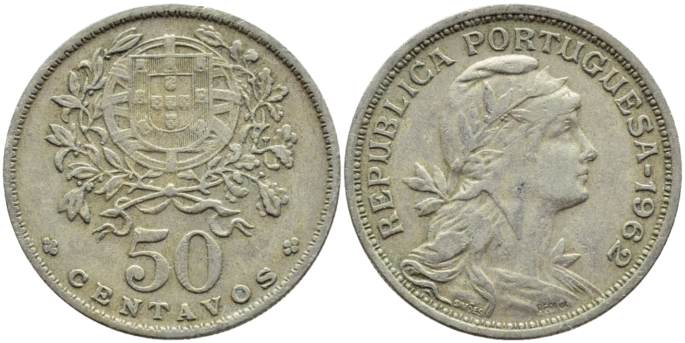Португалия 50 сентаво 1962 KM 577 медно-никель 4395-813