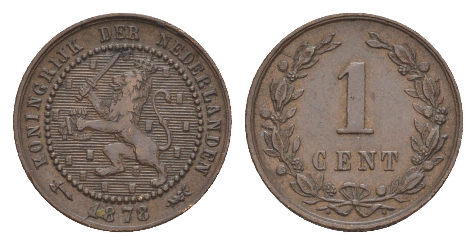 Нидерланды 1 цент 1878 KM 107 бронза 4651-1059