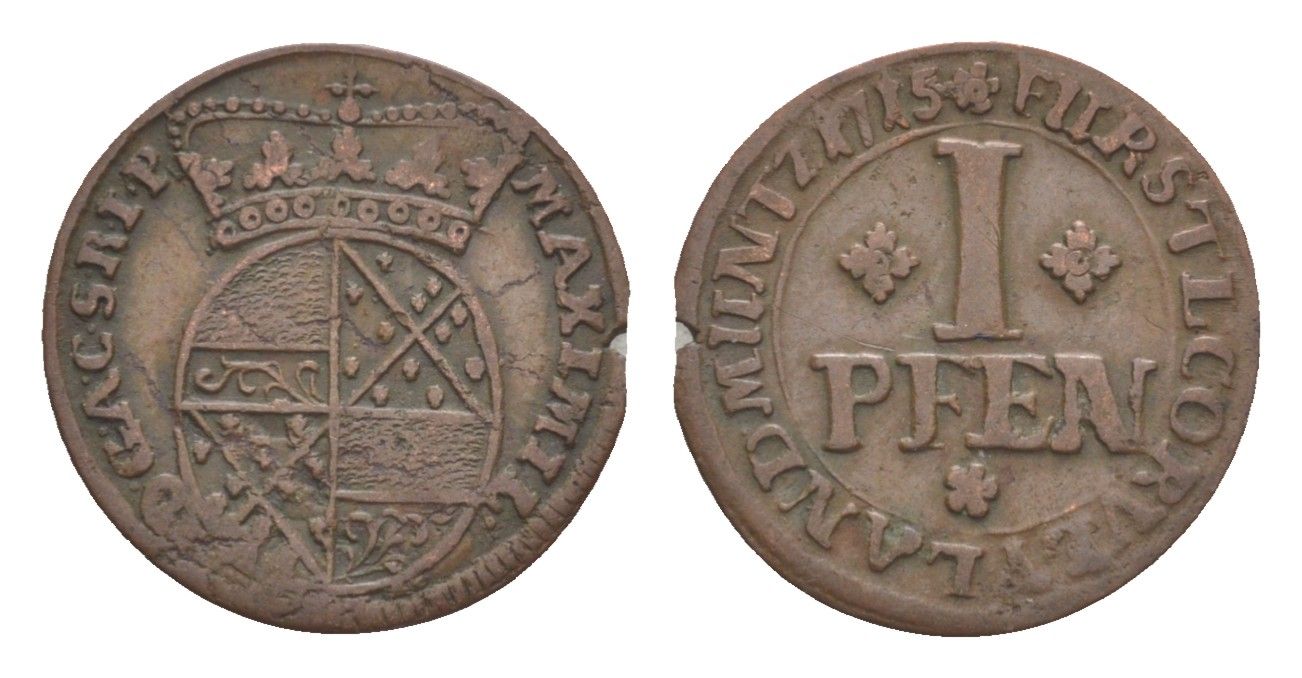 Корвей 1 пфенниг 1715 KM 126 медь 633-1141