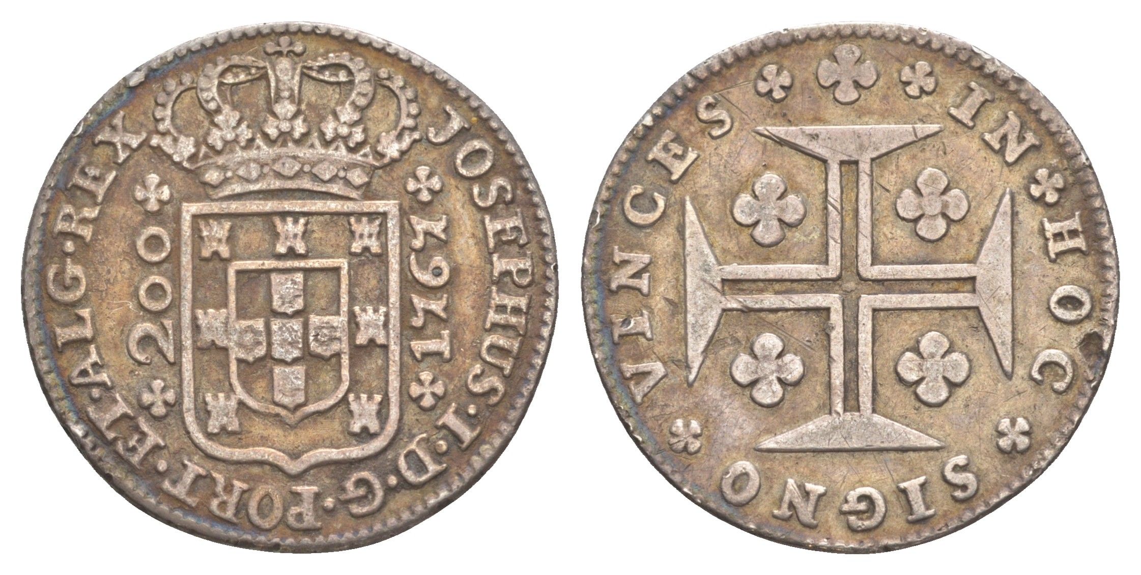 Португалия 200 реалов 1767 Жозе I (1750-1777) KM 247 серебро 00-801-34