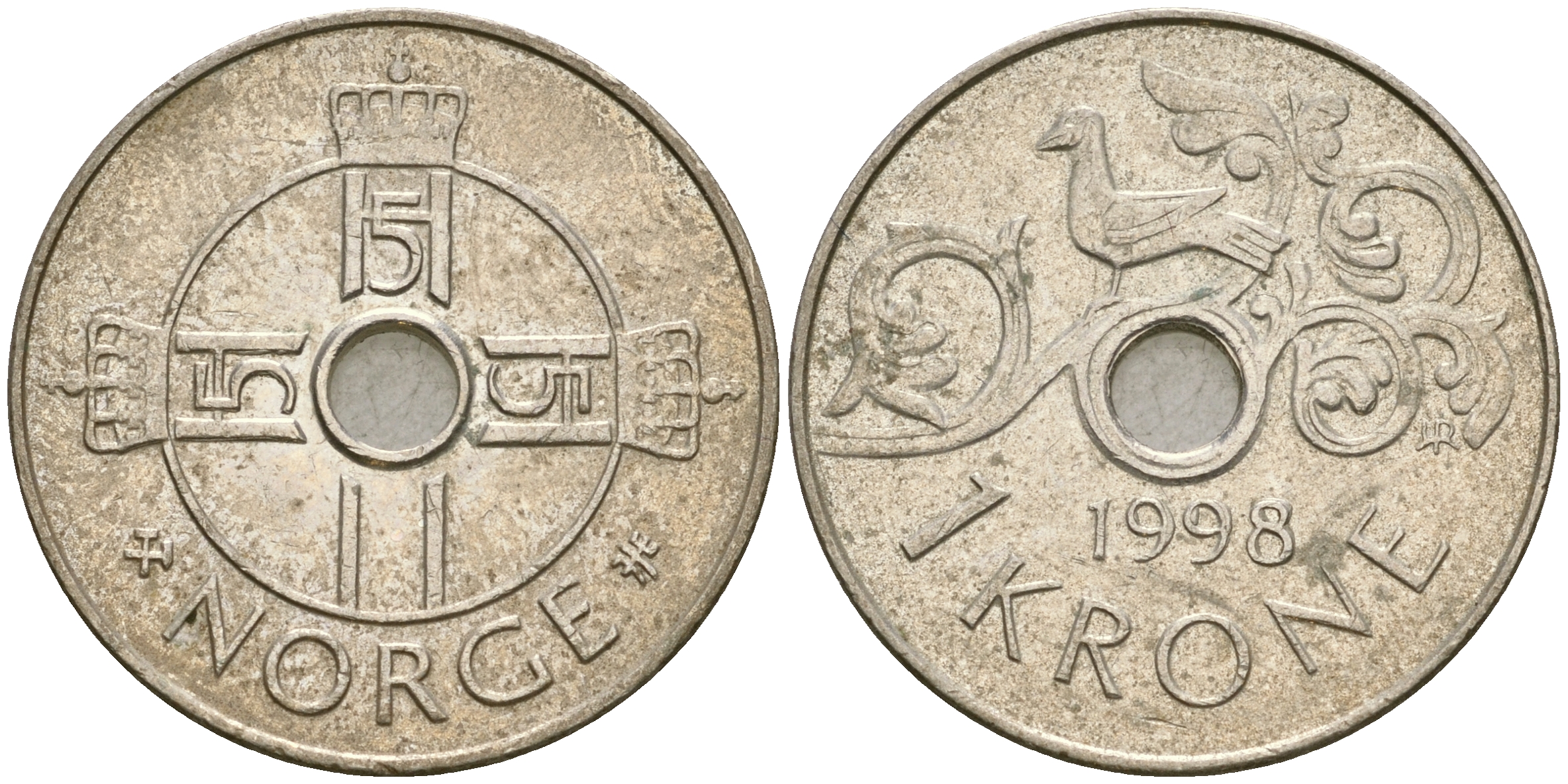 Норвегия 1 крона 1998 Харальд V (1992- ) KM 462 медно-никель 4364-2743