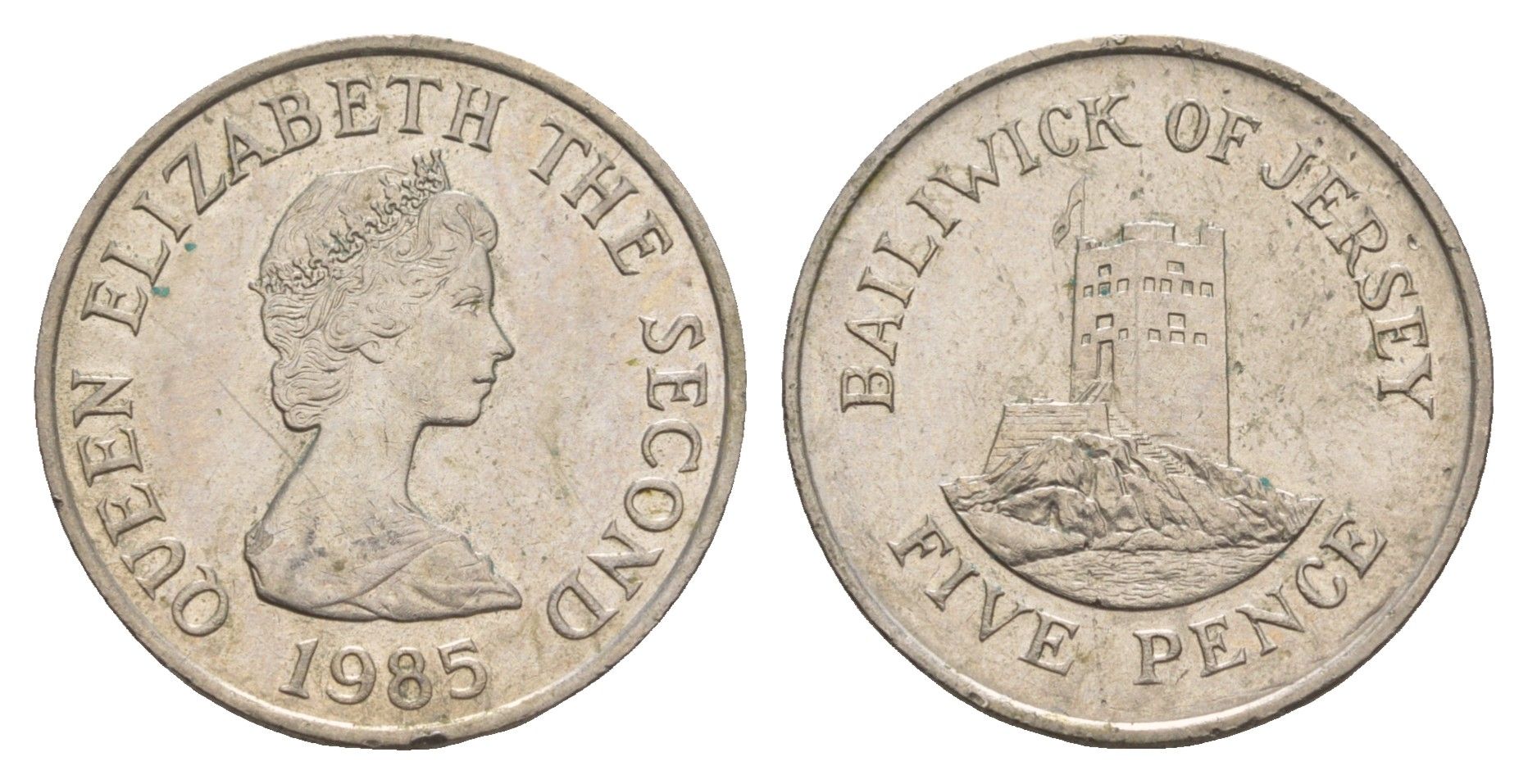 Джерси 5 пенсов 1985 башня Сеймур, Елизавета II (1952-2022) KM 56.1 медно-никель  aUNC  4660-227