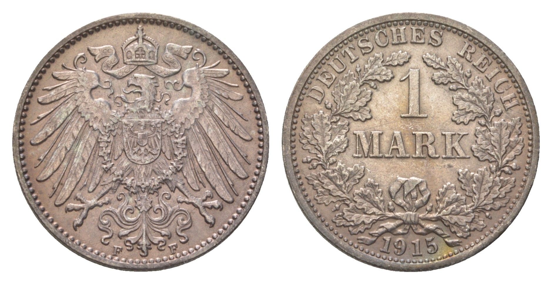 Германия 1 марка 1915 F, Вильгельм II (1888-1918) KM 14, J. 17 серебро aUNC 4626-311