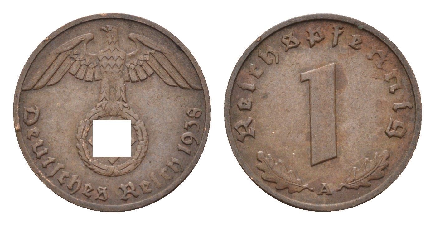 Германия 1 рейхспфенниг 1938 A KM 89, J. 361 бронза 4684-1143