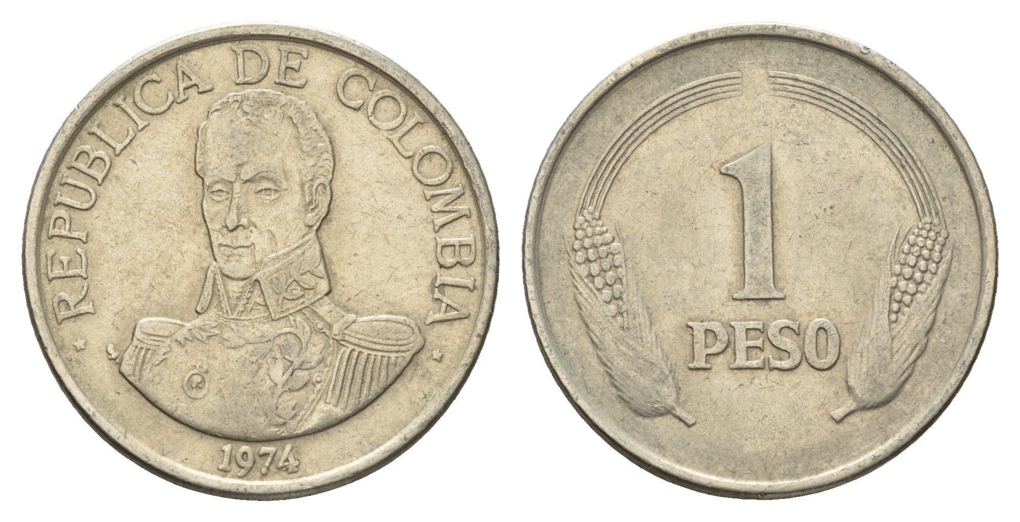 Колумбия 1 песо 1974 Симон Боливар KM 258 медно-никель 4579-842