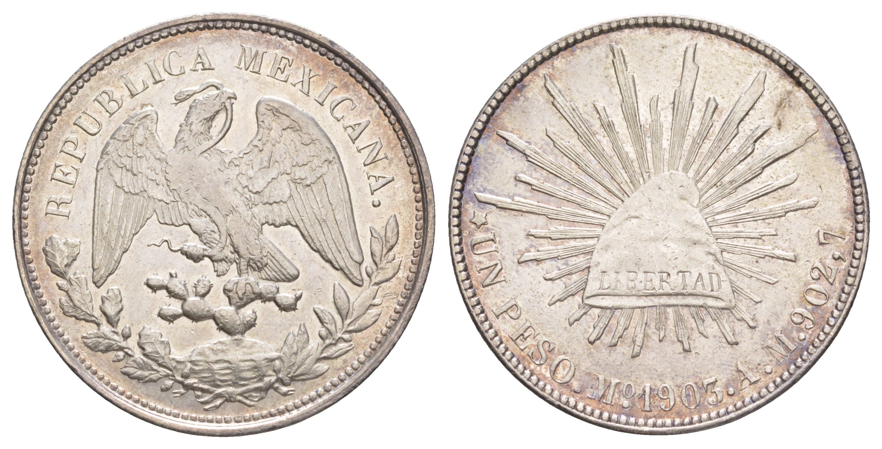 Мексика 1 песо 1903 Mo AM KM 409.2 серебро 4044-1123