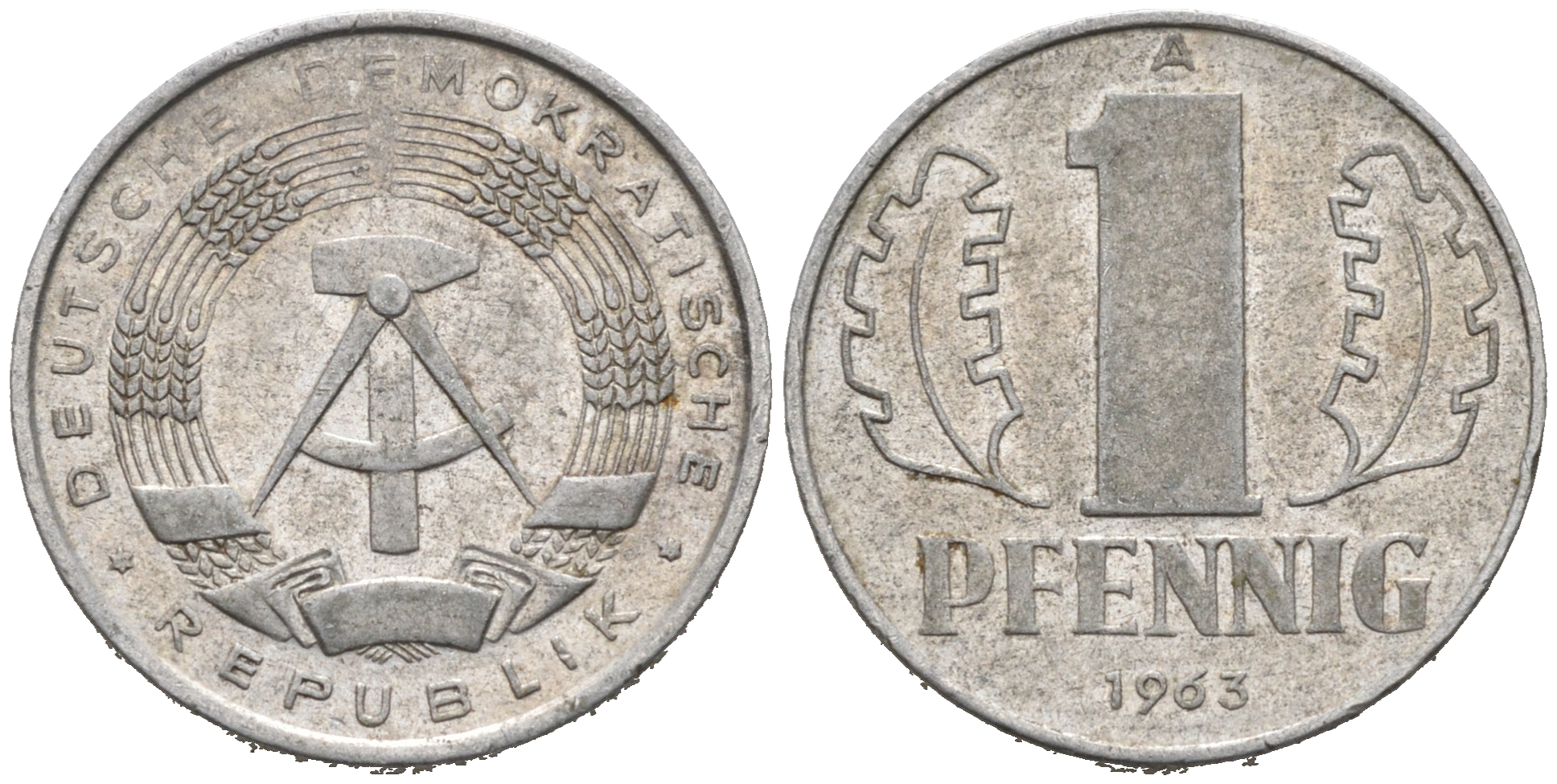 ГДР 1 ПФЕННИГ 1962 А KM 8.1 алюминий 75-1259