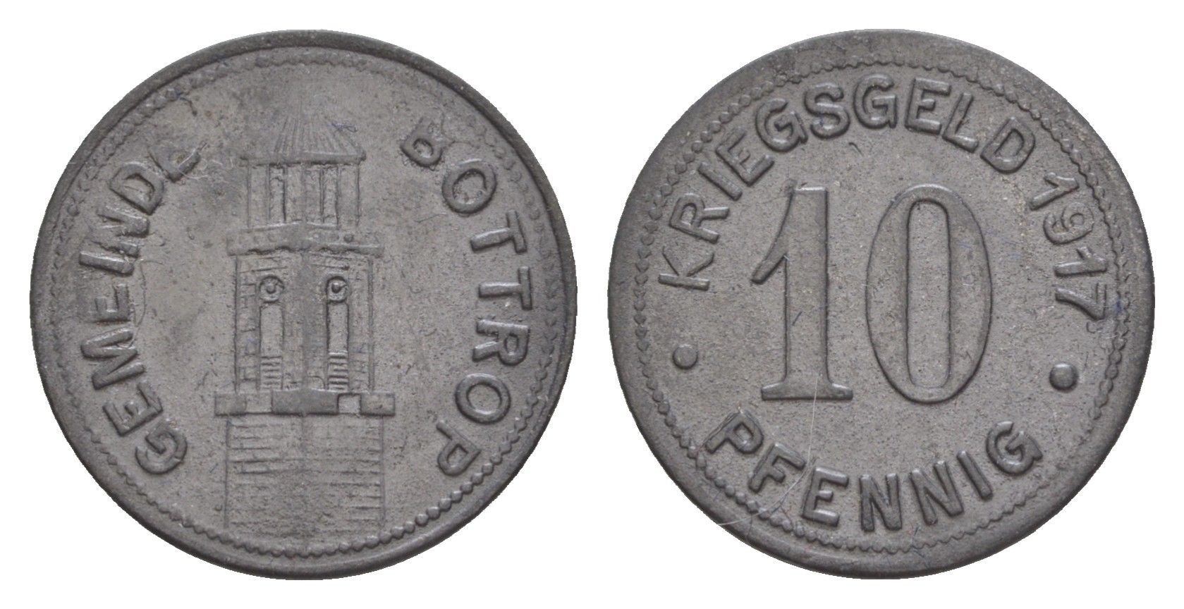 Боттроп 10 пфеннигов 1917 Funck 54.1, Men05 3320.1, Men18 4240.1 цинк 4636-719