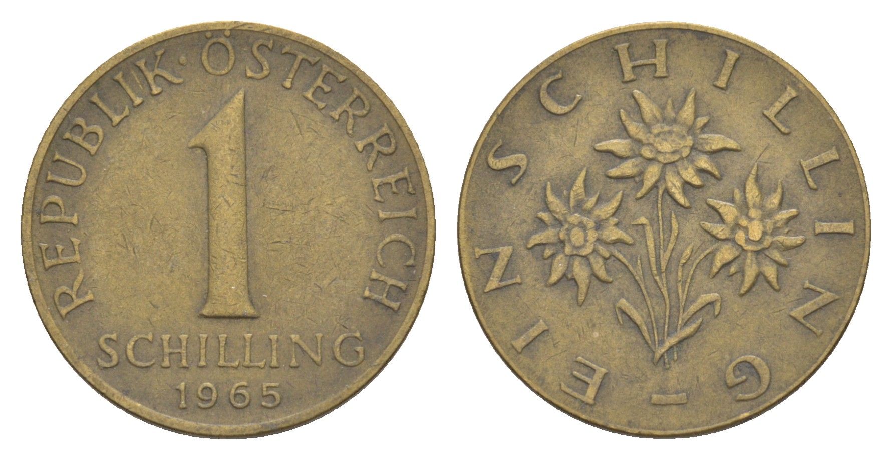 Австрия 1 шиллинг 1965 KM 2886 алюминиевая бронза 4561-117