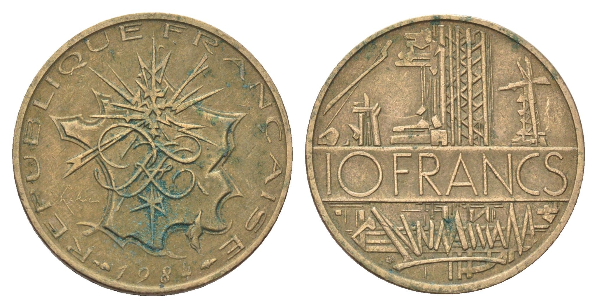 Франция 10 франков 1984 KM 940 медь алюминий никель 4704-454