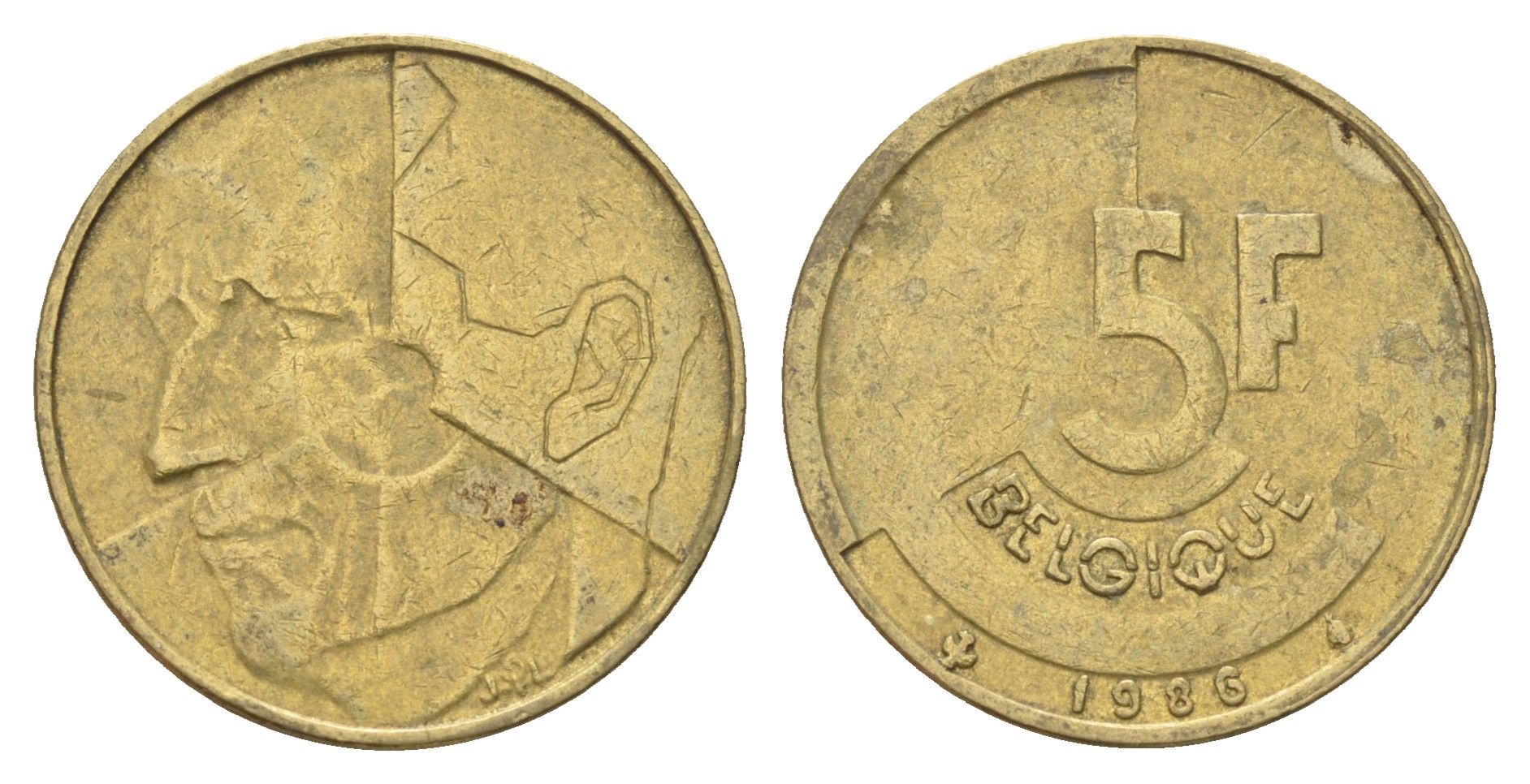 Бельгия 5 франков 1986 Belgique, Бодуэн I (1951-1993) KM 163 медь алюминий никель 4706-144