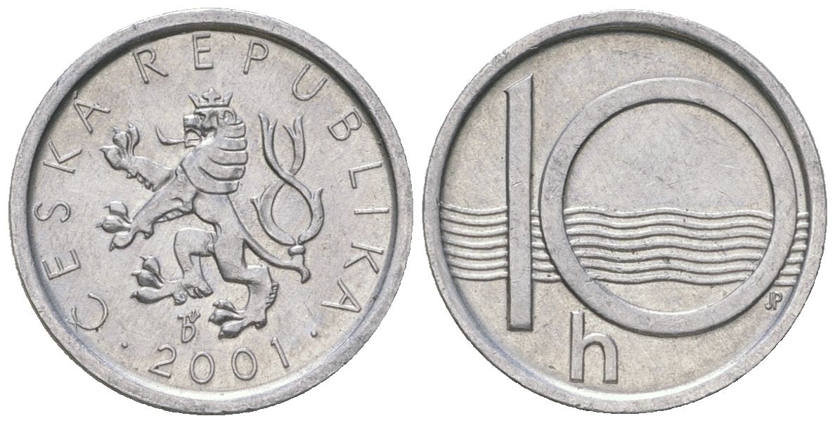 Чехия 10 геллеров 2001 b’ KM 6 алюминий aUNC 4532-763