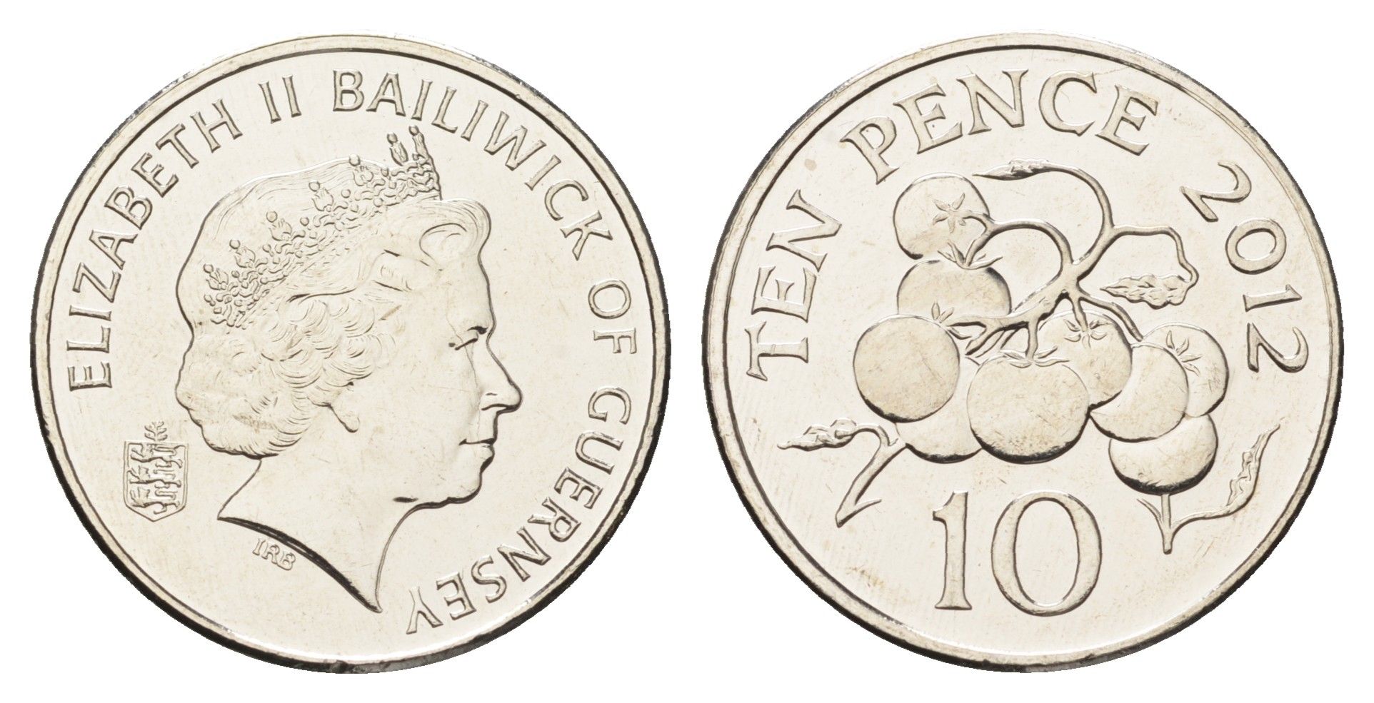 Гернси 10 пенсов 2012 год-тип, помидоры KM 149a сталь плакированная никелем UNC 4660-853