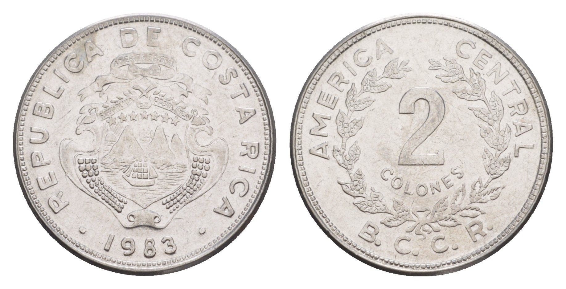 Коста-Рика 2 колона 1983 KM 211.1 нержавеющая сталь UNC 4642-847