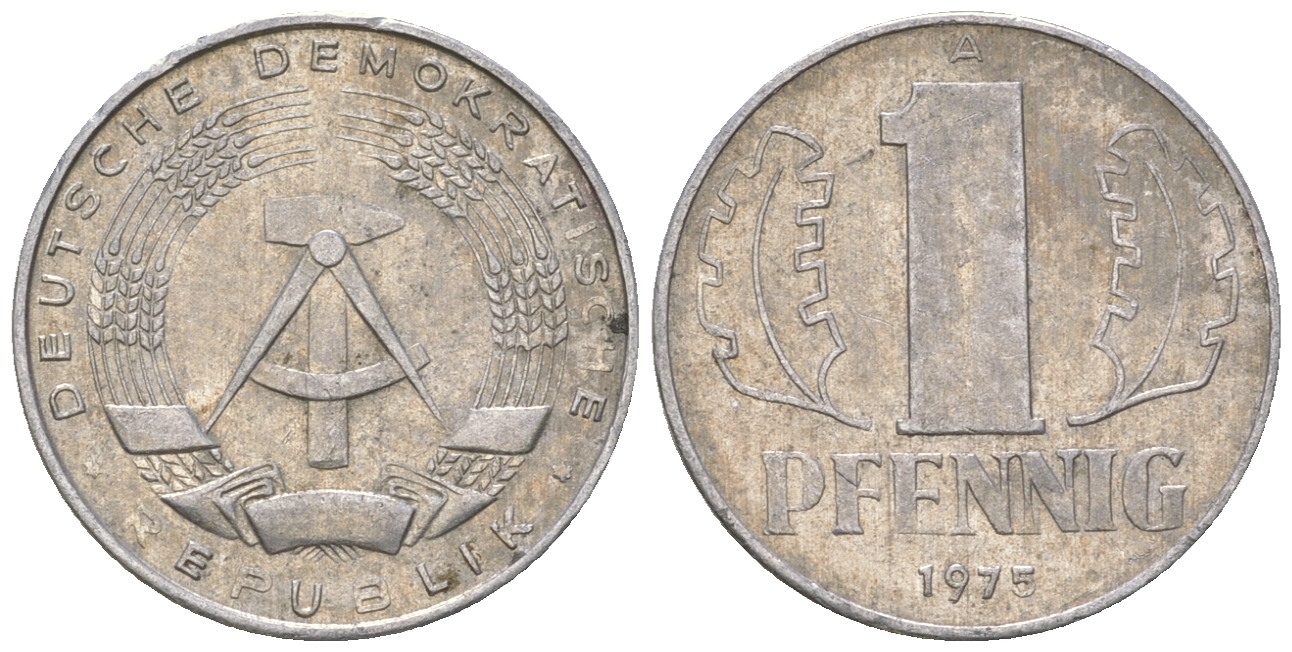 ГДР 1 пфенниг 1975 А KM 8.1 алюминий 4615-1247