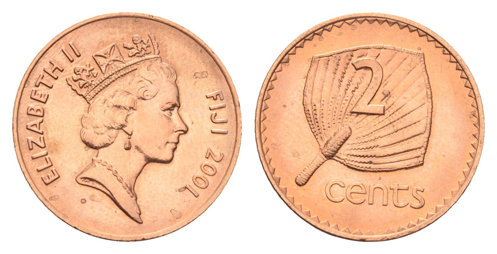 Фиджи 2 цента 2001 KM 50a цинк плакированный медью UNC 4668-564