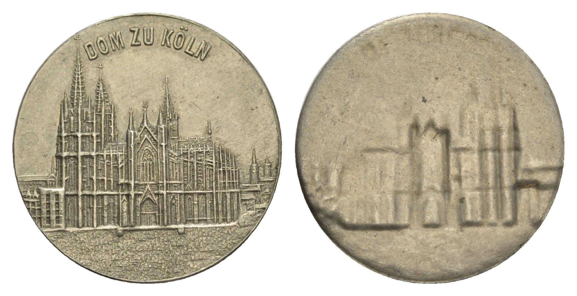 Германия медаль "Кёльнский собор", односторонний оттиск ND диаметр 24,6 мм, вес 1,7 гр белый металл UNC 4548-457