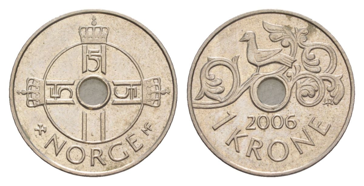 Норвегия 1 крона 2006 KM 462 медно-никель 4633-742