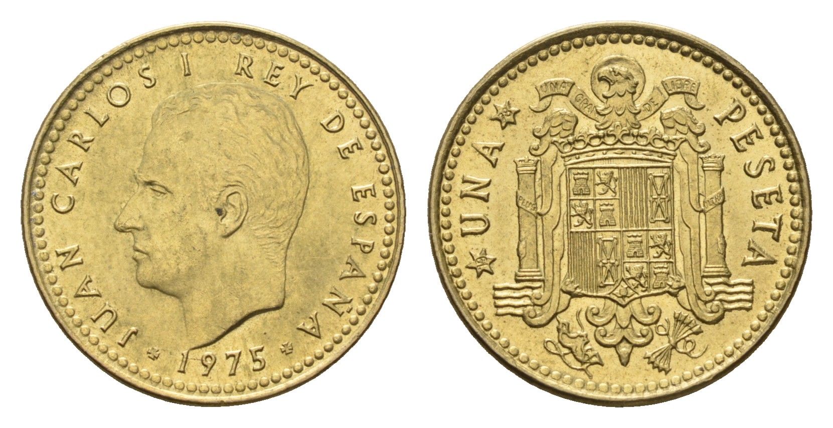 Испания 1 песета 1975 (78) Хуан Карлос I (1975-2014) KM 806 алюминиевая бронза UNC 4684-1052