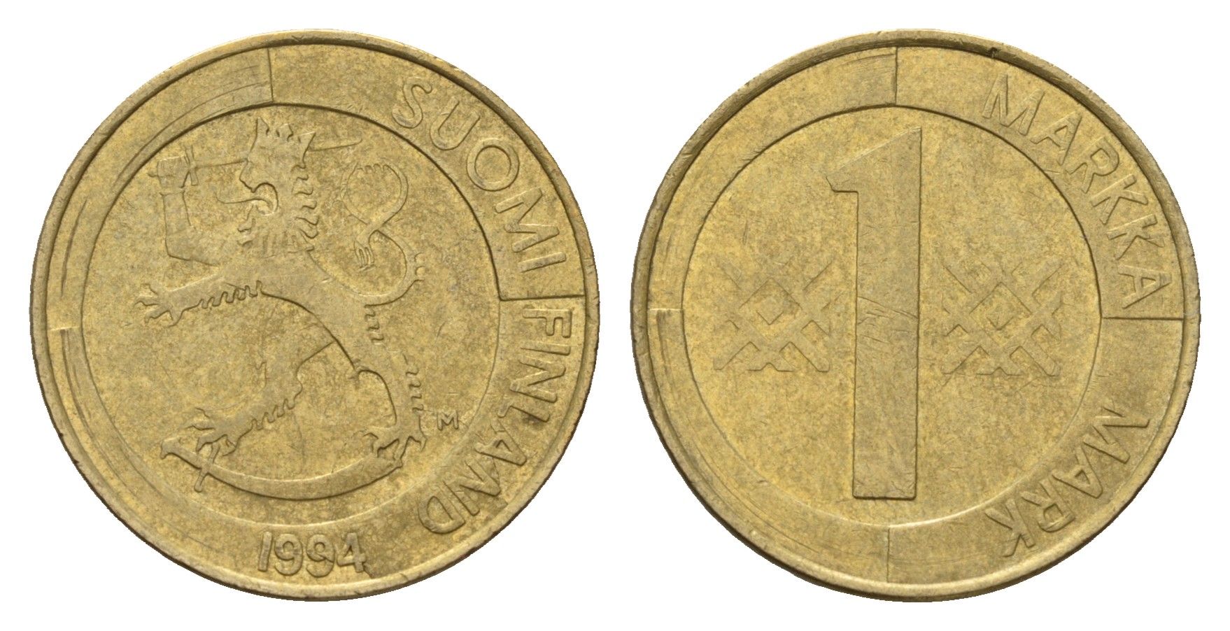 Финляндия 1 марка 1994 KM 76 алюминиевая бронза 3459-835