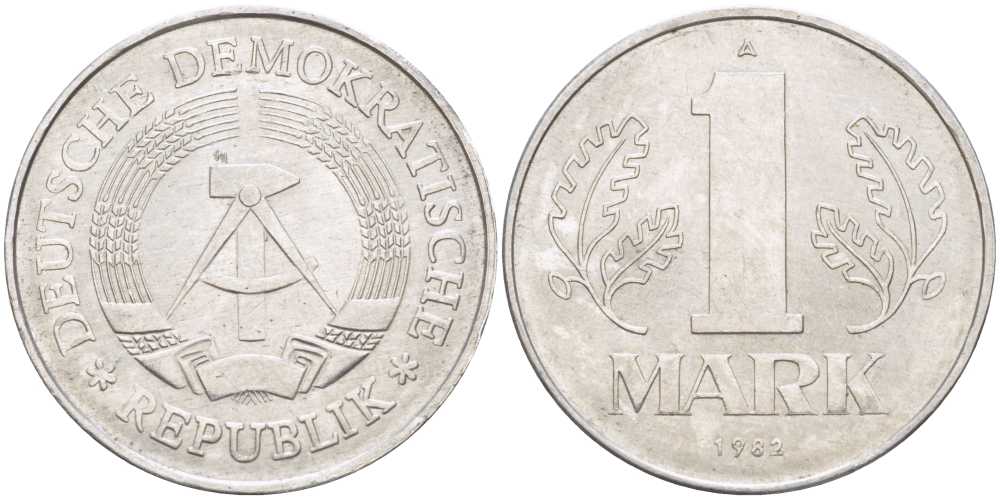 ГДР 1 МАРКА 1982 А KM 35.2 алюминий 4401-242