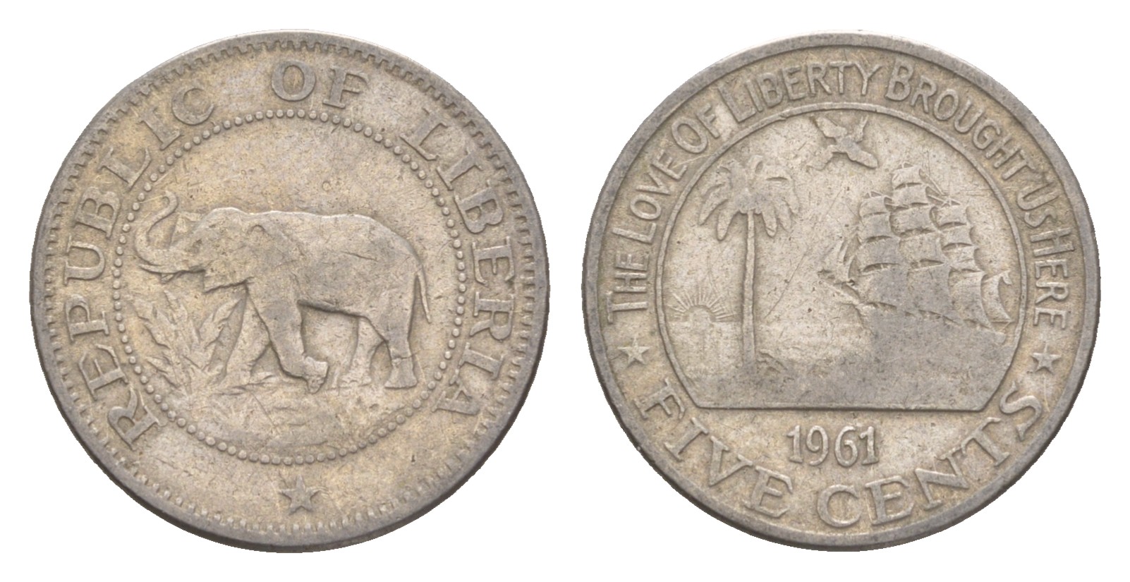 Либерия 5 центов 1961 KM 14 медно-никель 4659-458