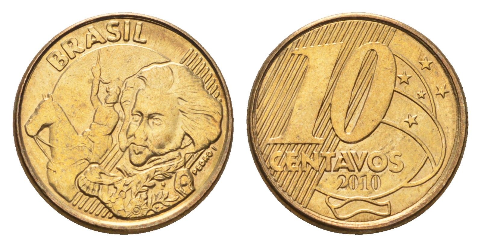 Бразилия 10 сентаво 2010 KM 649 сталь плакированная латунью 4686-755