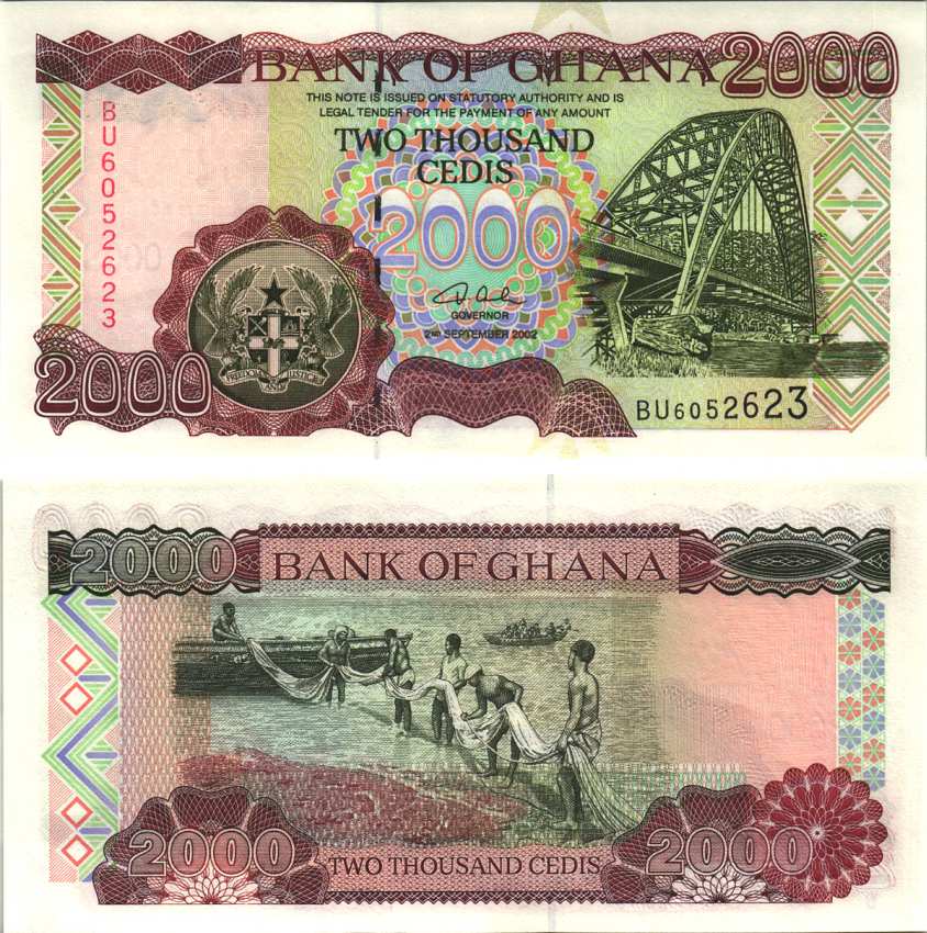 Гана 2000 седи 2002 мост, рыболовы с сетью Pick 33g бумага UNC (пресс) 7116-20-3-2