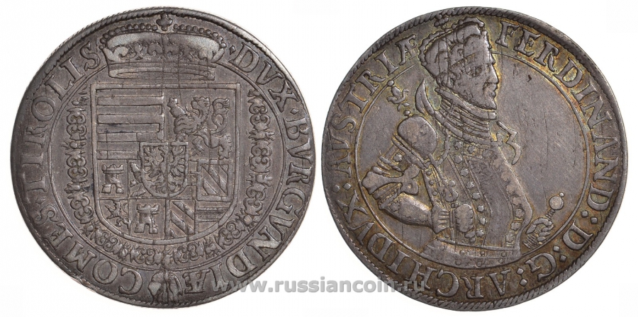 Австрия, Священная Римская империя 1 талер ND Эрцгерцог Фердинанд II Тирольский (1564-1595), дом Габсбургов, монетный двор Халл Dav. 8097 серебро 00-815-39